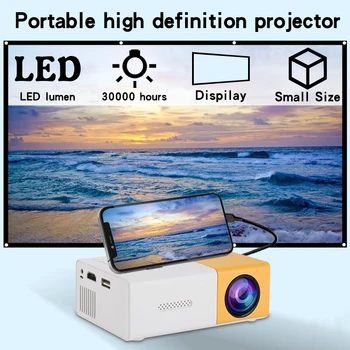  Мини проектор с висока разделителна способност YG300 за нощуване на открито за домашно кино, съвместим с HD, USB, преносим проектор