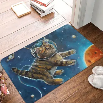  Животни, противоскользящий мат, мат хол, Боядисване с котка Космически астронавти, килим на пода, добре дошли мат декорация на закрито