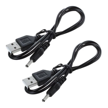  2 елемента черен USB кабел 3,5 x 1,3 мм, кабел за зарядно устройство, захранване