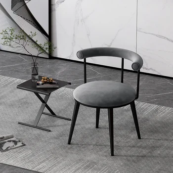  Модерни сиви трапезни столове с луксозна дизайнерска опора за гърба, ергономични трапезни столове за всекидневна, Прозрачна Сила, Сменяеми аксесоари за стая