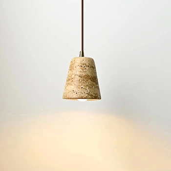  Окачен Лампа от Жълт Мрамор Трапезария Япония Ваби Съби Нощна Подвесная Лампа Ресторант на Хотел Nordic Travertine Droplight