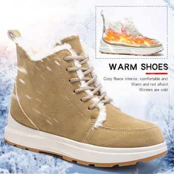  2023 Нови дамски велурени зимни обувки, ежедневни европейски и американски зимни велурени обувки дантела, студентски топло памучен обувки