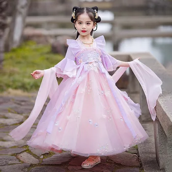 Древнекитайский костюм, апликация, beading, Hanfu, детска лятна бродерия, празнично сценично рокля фея за момичета