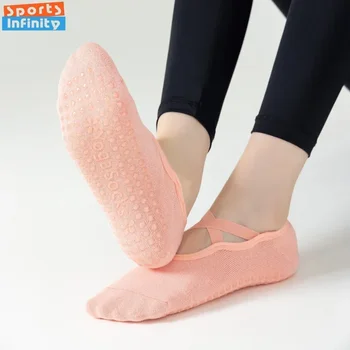  Чорапи за йога Harajuku женски професионални спортни чорапи за фитнес, Пилатес с кръстосан колан против хлъзгане чорапи за батут Дизайнерски чорапи