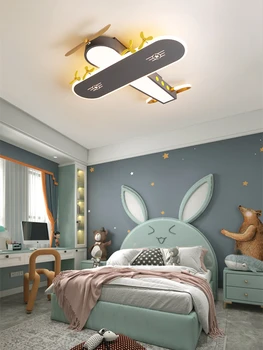  Креативен cartoony авиамоделизм, детска стая, съвременни включване на светлини, спалня за момчета, led тавана лампа за защита на очите