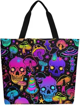  Чанта-тоут Skull Death Mexico, голяма дамски ежедневни чанта през рамо, множество чанта за пазаруване на плажа, чанта за храни на открито