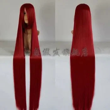  2018 Нов дълго тъмно червена перука за cosplay, 150 см