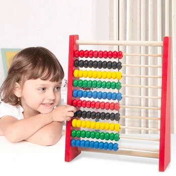  Дървени детски образователни играчки за деца на 3-6 години за координация на ръцете и очите; Дървена abacus; математически принадлежности;