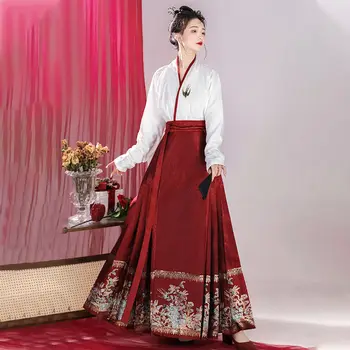  Ново традиционната рокля за момиче в китайски стил Минг Hanfu, дамски елегантен реколта дрехи, cosplay с лошадиным лицето на династията Мин, Минг Hanfu