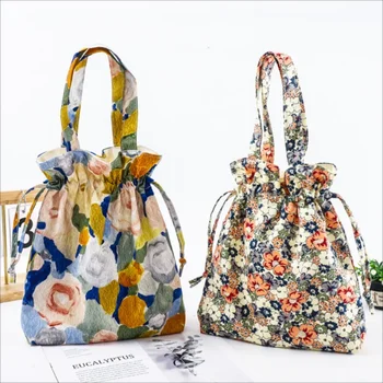 Нова дамска чанта, джоб за букет с принтом на съвсем малък, японски тъканта, чанта за ръце, чанта за съхранение на аксесоари Hanfu, чанта за аксесоари