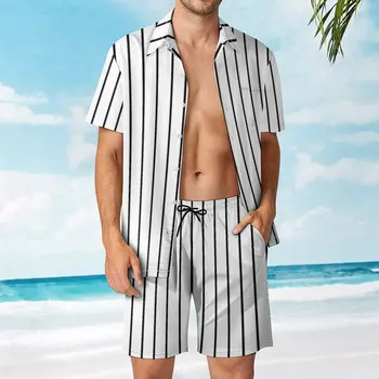  Плажен костюм, черни и бели ивици 6 мъжки графичен се охлади 2 бр координати на високо качество на домашен САЩ размер 