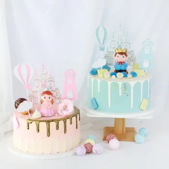  1 комплект за украса на торта за рожден ден, принцесо, в замъка на принц, балон, облак, пощенска картичка, флаг, сменяеми инструменти за украса на тортата