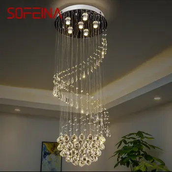  SOFEINA Модерен Кристална Окачен Лампа LED Луксозна Креативна Въртящата Полилей Лампа за Дома Хол на две нива Вили