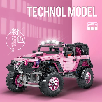  Moc 1:8 Розово Suv Серия Автомобили За Изграждане на Блокове за Изграждане На Фини прахови Частици с Висока сложност Модел Играчки За Момчета, Подаръци За рожден Ден