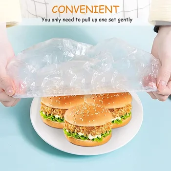  100шт Опаковане на престоя си, за Еднократна употреба капак за храните Чанта за съхранение на хранителни плодове и зеленчуци Еластична пластмасова торбичка Кухненски чанта за съхранение на свежи продукти