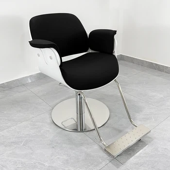  Коса джобно коса стол с железен дизайн, Луксозно въртящо коса стол, тоалетен стол Cadeira De Barbeiro, мебели за салон за красота