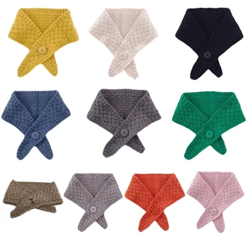 Корейски женски Вязаный шал копчета за кръстосано фалшив яка, Однотонная шал на една кука ярки цветове, зимата на шийката на носна кърпичка