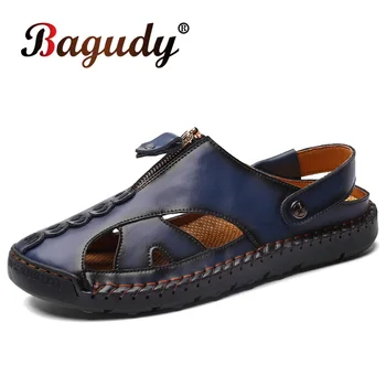  Bagudy/ Новите модни Летни Плажни дишащи мъжки сандали, маркови мъжки сандали от естествена кожа, градинска мъжки ежедневни обувки, Размер 38-48