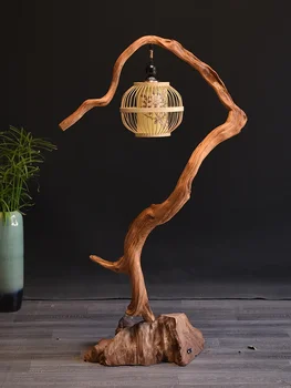  Натурална Настолна лампа Taihang Thuja Sutchuenensis с художествена резба на корените, под лампа, Декоративна лампа за бродерия