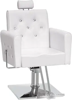  Класически хидравлично стол на стол с регулируема облегалка за фризьор Antique Hair Spa Salon За стайлинг на коса е козметичен оборудване 3123 (бял)