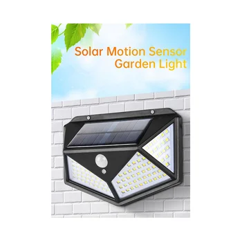  100 led висококачествени Външни градински лампи за слънчева енергия Водоустойчив Сензор за Движение Слънчева стена Градина 2 ЕЛЕМЕНТА