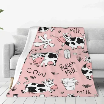  Покривки с шарени розово краве мляко, флисовое лесно доловими одеяло с животни за легло, юрган за спалня
