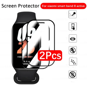  2 елемента 9D Изогнутое Меко Защитно Стъкло За Xiaomi Smart Band 8 Active 8Active Band8Active Smartband Защитни Фолиа За Екрана