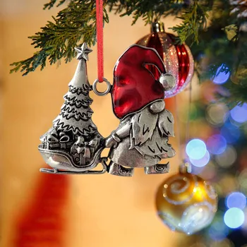  Стъклена Украшение, Поставен Плосък Коледа Дядо Коледа, Забавен Висулка От Сплав, Подарък Медальон С Окачване На Съвсем Малък