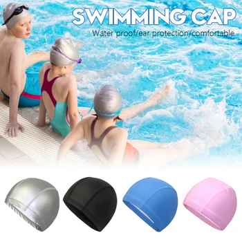 JSJM Нова шапка за плуване за Мъже Дамски Проста однотонная Высокоэластичная шапка за басейна Водоустойчива Защита ушите Шапка за плуване за възрастни