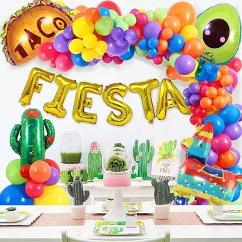  Мексикански карнавал, набор от балони, украса от кактуси, авокадо, Празнични украси за рожден ден, Мексико парти За децата, подаръци