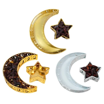  2024 Нов Сервировочный Тава Eid Mubarak Moon Star, Прибори, съд за съхранение на десерти, за да проверите за исляма, ислямската партита в Рамадан