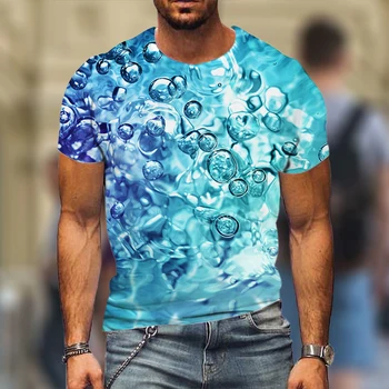  Мъжки Креативни, Забавни тениски с принтом под формата на капки вода, Мъжки Топ, Лятна Градинска Персонализирана фланелка, Мъжки Ежедневни облекла в стил Харадзюку