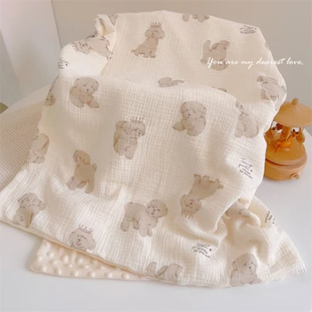  Меко дышащее памучно детско успокояващ одеало Меко и нежно детско кърпи за баня, памучно одеяло в грах, пеленальное кърпа за сън
