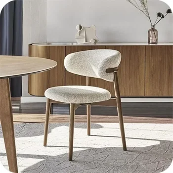  Модерни минималистичные трапезни столове от масивно дърво, луксозни тъкани в скандинавски стил, Облегалка за хол, Уютна трапезария, Столове за книги, мебели