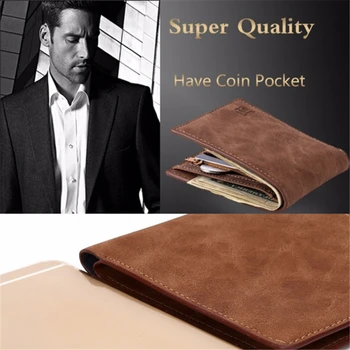  Ретро мъжки портфейл от изкуствена кожа, къси тънки мъжки портфейли, притежателите на кредитни карти, мъжки портфейл, чанта за пари