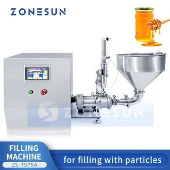  Машина за бутилиране на высоковязкой паста ZONESUN за течности с частици Винтова помпа Обзавеждане за опаковане Кетчупного Сос ZS-TSP5A
