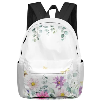  Идиличен раница с листа от диви цветя, ученически чанти за тийнейджъри, чанта за лаптоп, дамски ежедневни раница за пътуване
