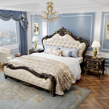  Минималистичные луксозни рамки за легла Queen Black White Уникална Дървена платформа Двойно легло King Size Модерен спален комплект Camas De Dormitorio