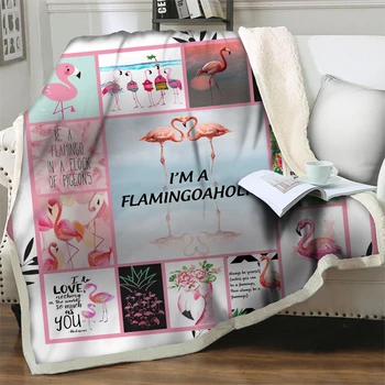  Cartoony Фламинго с 3D принтом, Меки Топли завивки за легла, Диван, Модерно Плюшевое покривки, Спално Бельо, Покривки за всекидневната, Стеганое одеяло, калъф за власинките