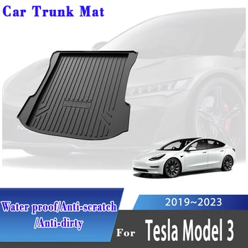  Подложка За Багажник на Кола TPE За Tesla Model 3 Model3 2019 ~ 2023 Луксозни Анти-мръсни Автомобилни Постелки За Съхранение на Задния Багажник Товарни Килими Автоаксесоари
