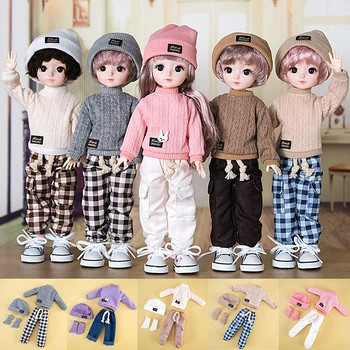  1 комплект дрехи за кукли 32 см, костюм за кукли 1/6, аксесоари за обличане, зимен пуловер и панталони, костюми
