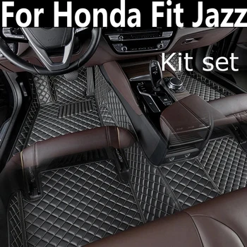  Автомобилни стелки за Honda Fit (Jazz 5-местен 2014 2015 2016 2017 2018 2019 2020 Потребителски автомобилни накладки за краката Аксесоари за автомобилни покривала