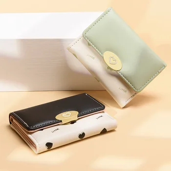  Нова корейска версия на женски портфейл, дамска къса проста студентска чанта с няколко карти, портфейл за монети с голям капацитет.