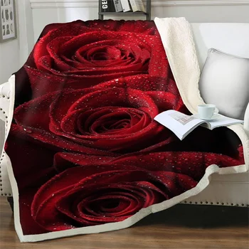  Прекрасни Рози с 3D Принтом, Меки Топли Одеяла за хол, спални, легла, мека мебел, подаръци за офис, домашно Фланелевого пледа