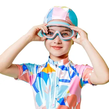  Професионален водоустойчив очила с защита срещу замъгляване и ултравиолетови лъчи в голяма рамка, детски спортни очила за плуване, бански костюми