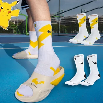  Баскетболни чорапи Pokemon Elite от 3 опаковки за компресия без хлъзгане дебели спортни чорапи за практикуване на тренировките с тежести, футболни чорапи за бягане