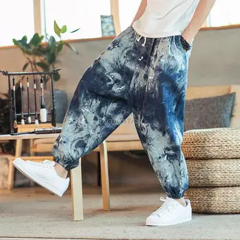  2023 годишен китайски супериорна модерен стил с принтом от памук и коноп niner мъжки ежедневни зреещи мъжки ежедневни ретро китайски панталони w38