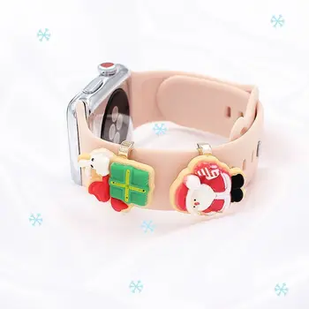  Креативен силиконов каучук, коледна украса, пръстен за Apple Watch, ключодържатели за гривни, умни часовници, подарък за Коледа за iWatch