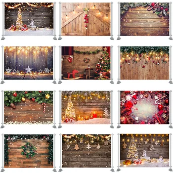  Дървена Коледен фон за снимки на хранене, детски портретных снимки, бяло-кафяв дървен фон за декор за парти