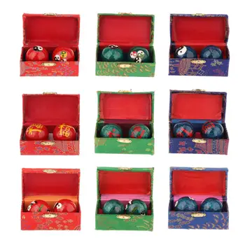  2 бр. Масажни топки за ръце с кутия за съхранение, симулатор за укрепване на китките, китайски топки Baoding за деца и родители